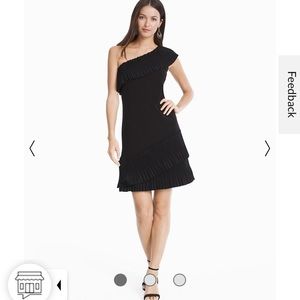 NWT White House black market black one shoulder pleated dress 6